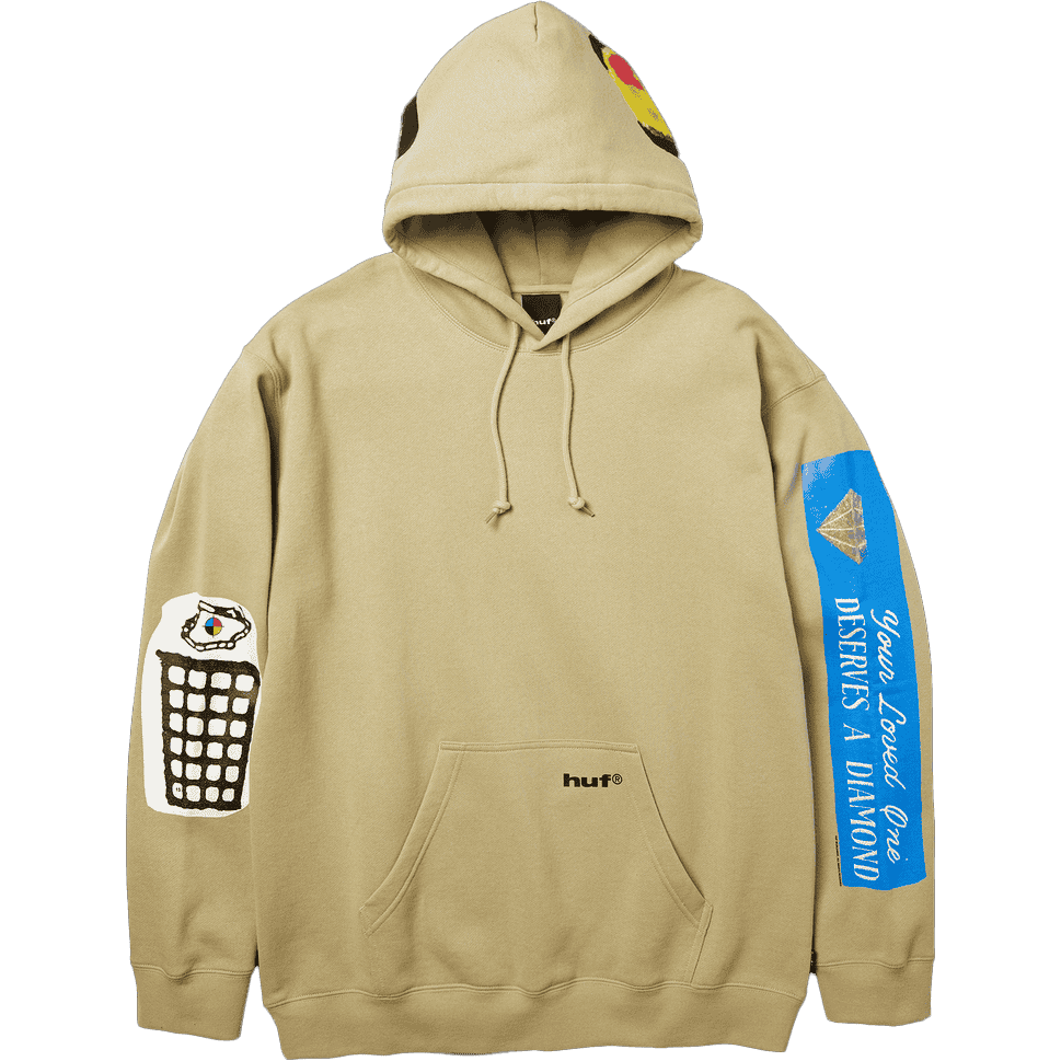huf sweatshirt hood gimme the loot (sand) huf sweatshirt hood gimme the loot (sand)