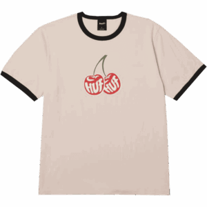 huf tee shirt cherries ringer (dusty pink)