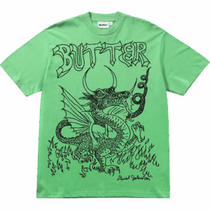 butter goods tee shirt daniel johnston dragon (lime)