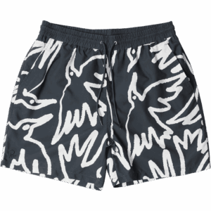 parra short boardshort swim birds fly free (black)