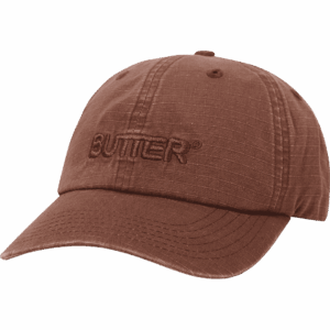 butter goods cap 6 panel ripstop rounded logo (washed brown)