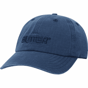 butter goods cap 6 panel ripstop rounded logo (washed navy)