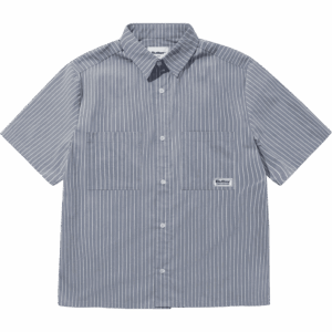 butter goods shirt short sleeves vertical stripe (stone blue)