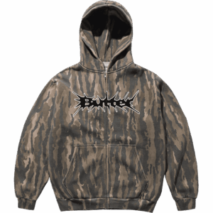 butter goods sweatshirt hooded zip nail (frog camo)