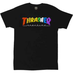 thrasher tee shirt rainbow mag (black)
