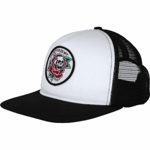 independent cap trucker dressen skull rose (white/black)
