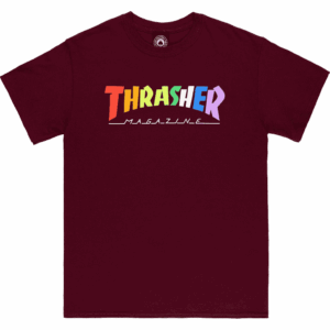 thrasher tee shirt rainbow mag (maroon)