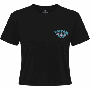 volcom tee shirt girls crop top dial (black)