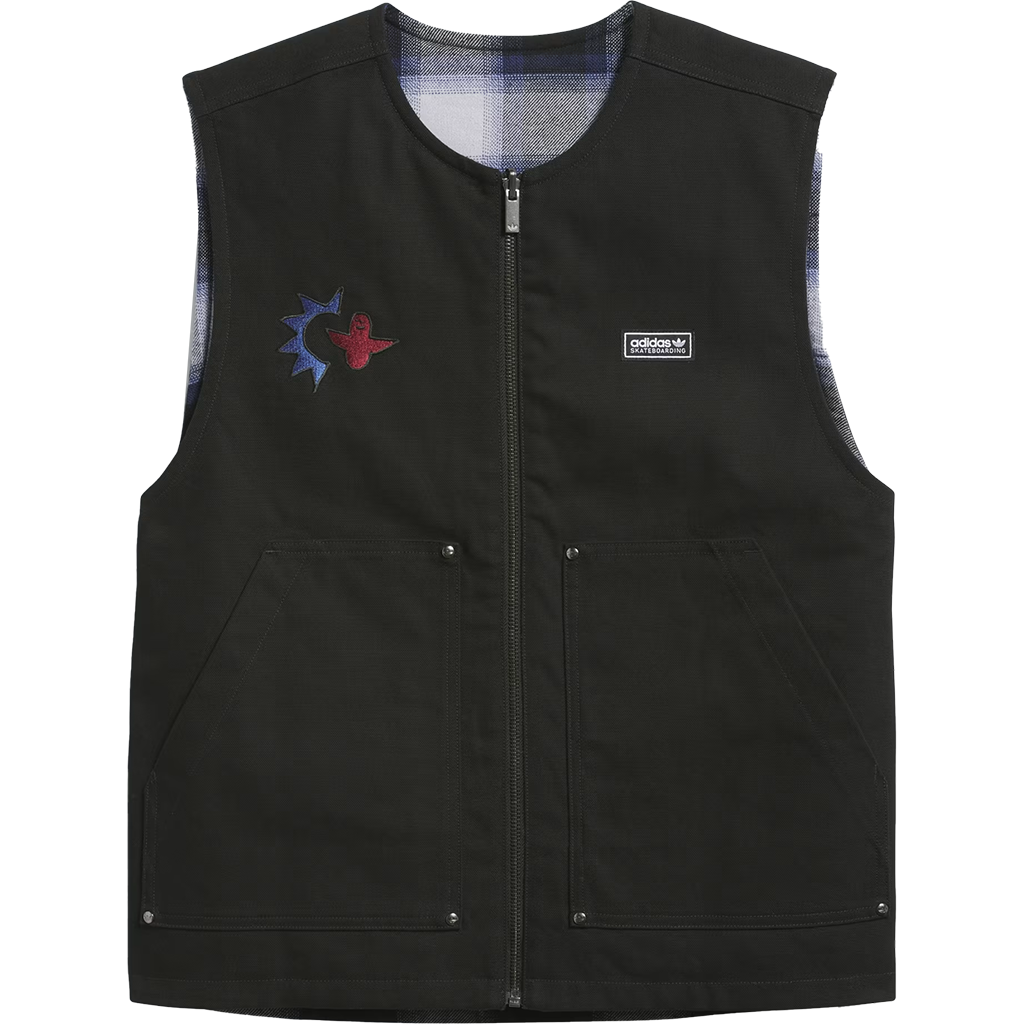 adidas jacket vest gonz plaid (black) reversible adidas jacket vest gonz plaid (black) reversible