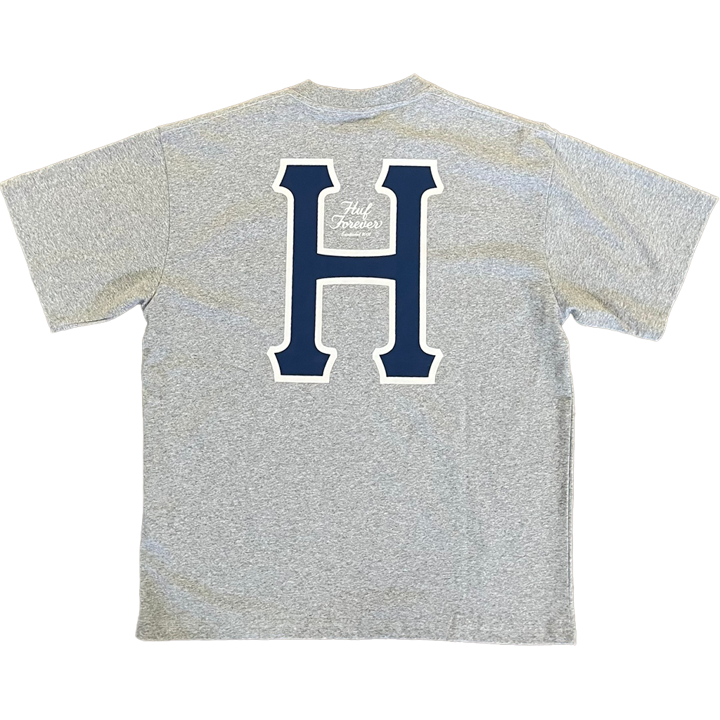 huf tee shirt classic H forever (heather grey/navy) huf tee shirt classic H forever (heather grey/navy)