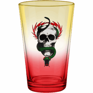 powell peralta glass pint skull & snake mcgill (yellow/red/fade)