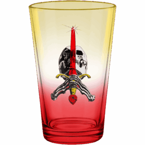 powell peralta glass pint skull & sword (yellow/red/fade)