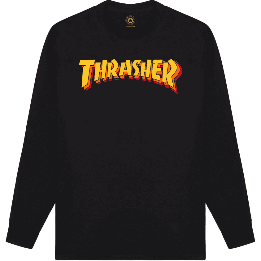 thrasher tee shirt long sleeves stacked (black) thrasher tee shirt long sleeves stacked (black)