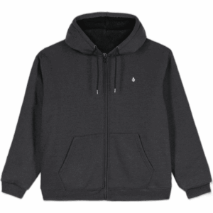 volcom sweatshirt hooded zip lined single stone (heather black)