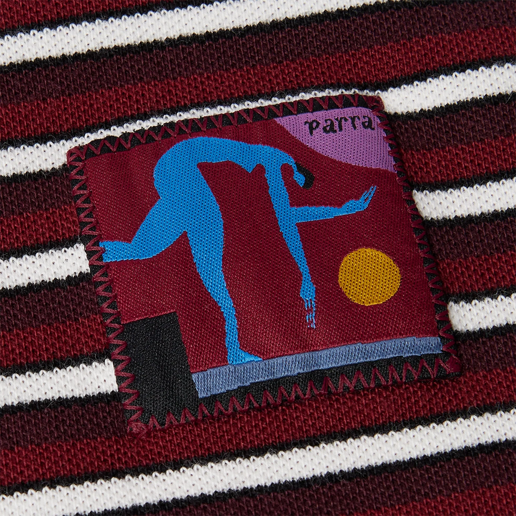 parra tee shirt long sleeves tripped stripes pique (dark red)